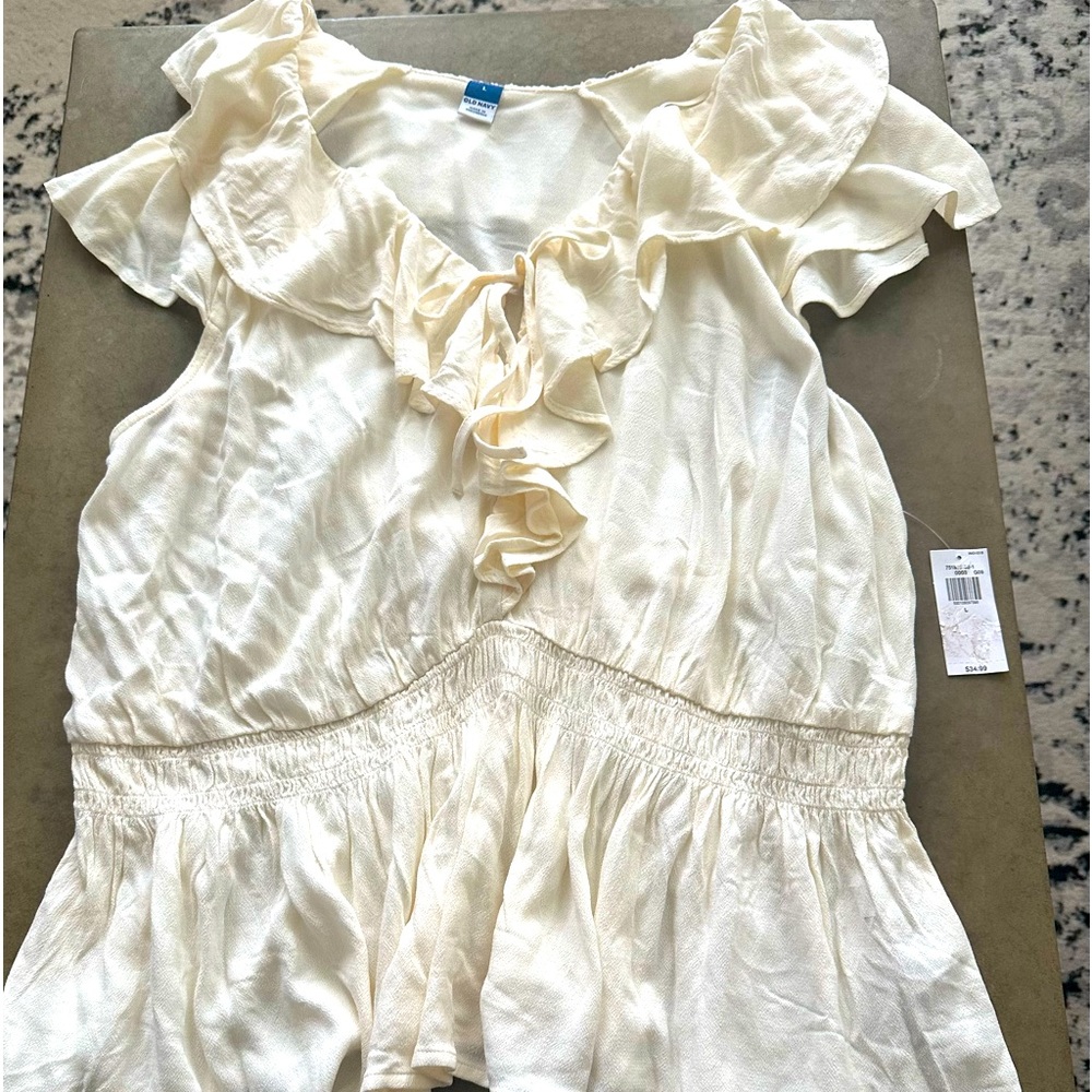 Old navy bohemian blouse, cream, sz large, new with tags